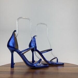 $700 New Womens Off-White Lollipop Blue Leather Strappy High Heel Sandal Size 38